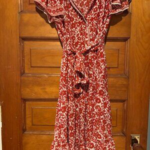 Max Studio Red and White Floral Midi Dress